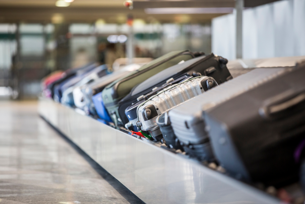 Photo of luggage on a luggage belt