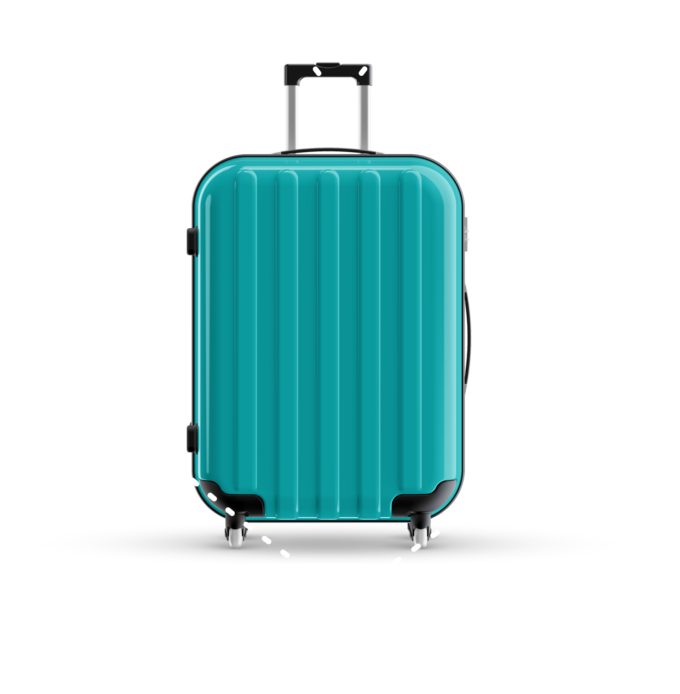 Sherpr branded green luggage